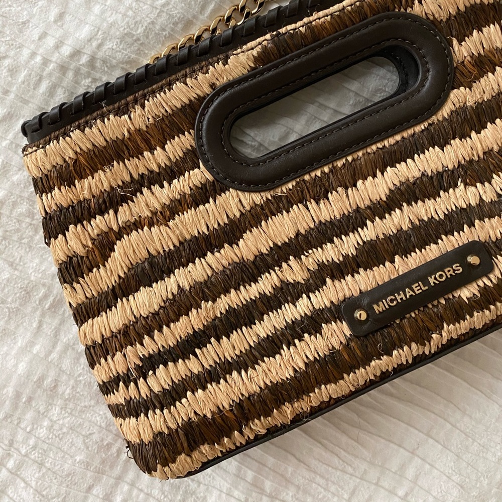 Michael Kors straw clutch crossbody
